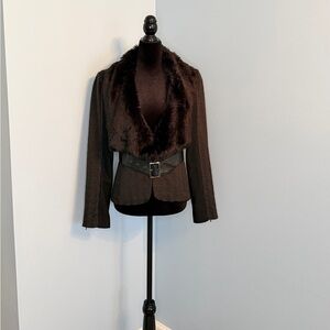 Bebe jacket/blazer, black blazer, faux fur.
